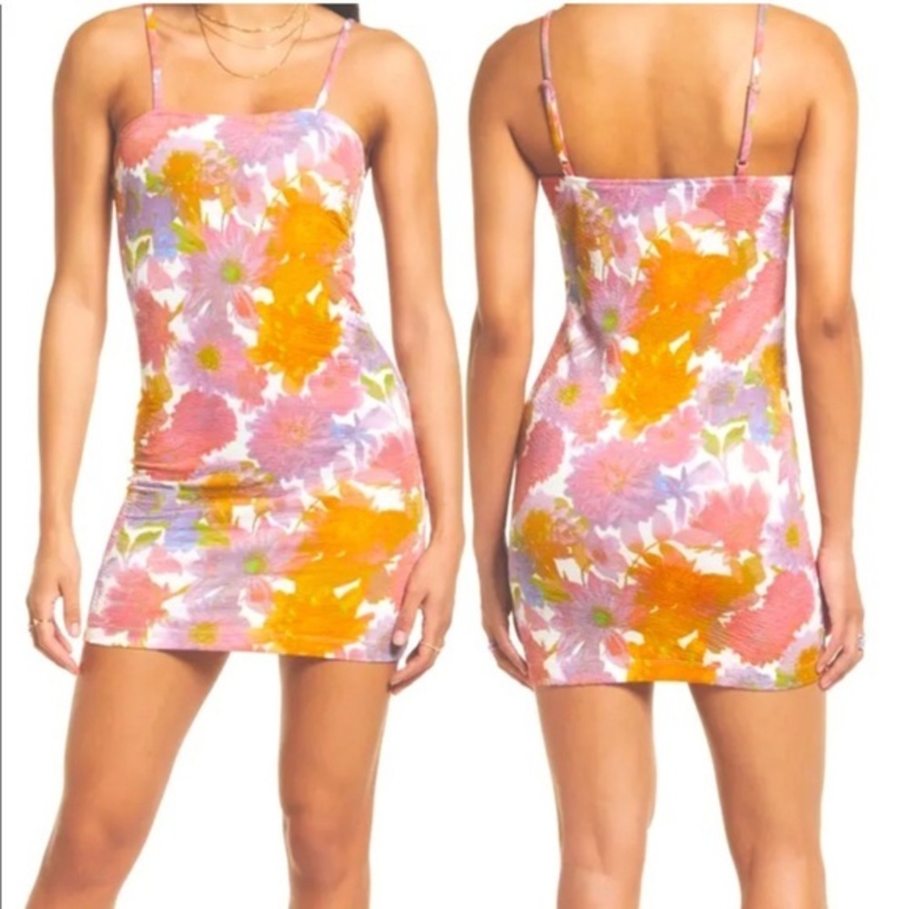 CLEARANCE NWT BP Purple Gold Floral Mini Dress White Pop Color Floral New